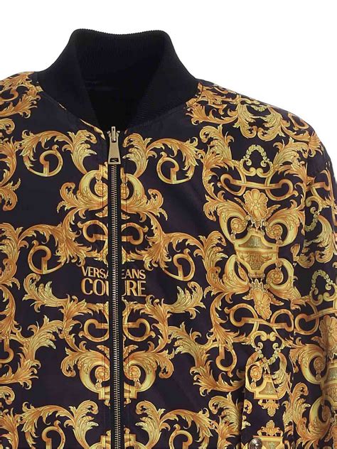 mans versace jeans baroque bomber jacket|Versace Jeans Couture Baroque Logo Bomber Jacket.